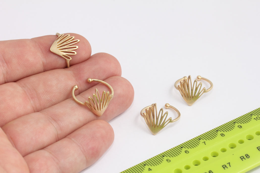 16x17mm Raw Brass Flower Rings, Brass Leaf Rings, Flower Jewelry, Dainty Rings, Raw Brass Rings, CR153