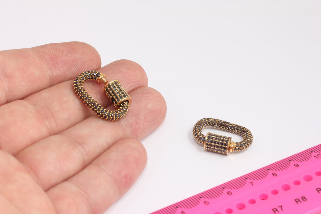 24 Ayar Parlak Altın Oval Vida Tokaları, Mikro Döşeme Tokası, Mikro Döşeme Tılsımları, Oval Vida Tokası, Siyah Taş Kolye Tokası, ROSE30