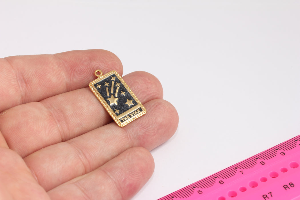 14x27mm 24k Shiny Gold Star Medallion, Sky Stars, Gold Star,ROSE116-1