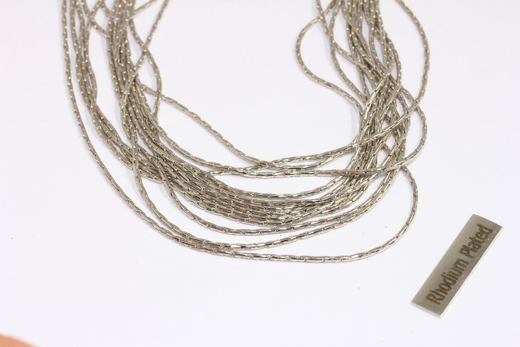 1,2mm Rhodium Plated Cable Chains, Knitted Brass Chains, Strong Silver Snake Chain, Silver Rope Chain, BXB225-9