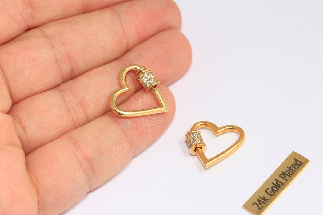 Shiny Gold Heart Screw Clasp