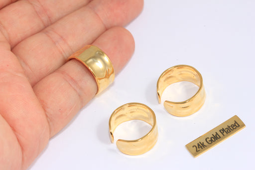Gold Cuff Rings, Band Statement Rings, Textured Ring