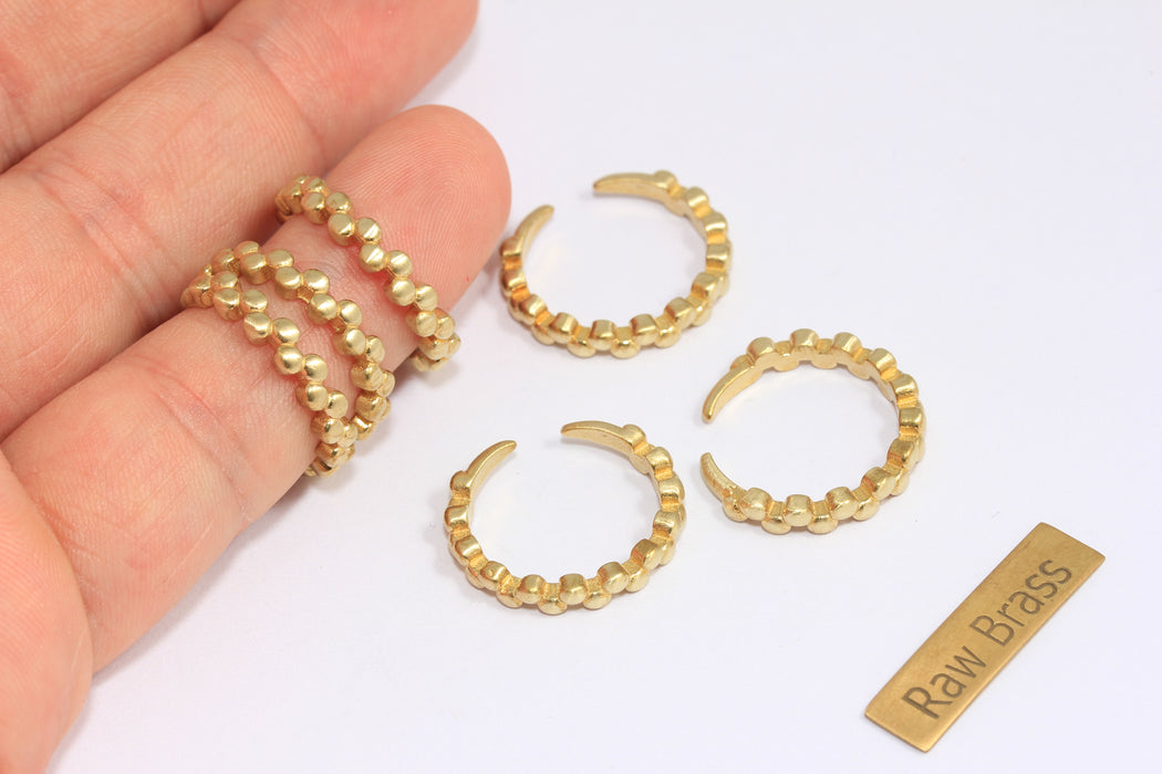 16-17mm Raw Brass String Rings, Cube Linear Ring, Ball Beaded Rings, Stacking Rings, Dainty Rings, XP183