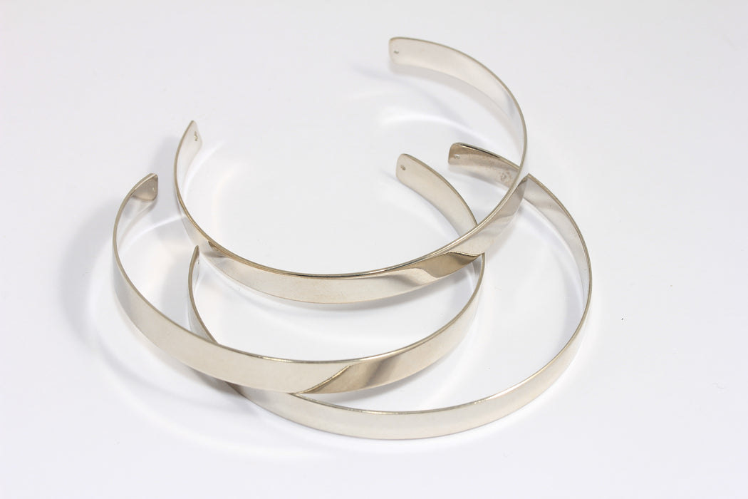Rhodium Plated Flat Cuff Bracelet