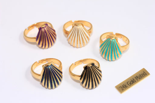 Color Sea Shell Rings, Summer Jewelry, Statement Rings