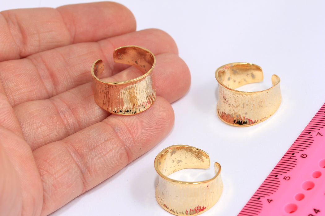 17x18mm 24k Shiny Gold Shell Ring, Adjustable Ring Settings, Dainty Rings, String Ring, Shell Ring, Gold Plated Rings, ROSE152