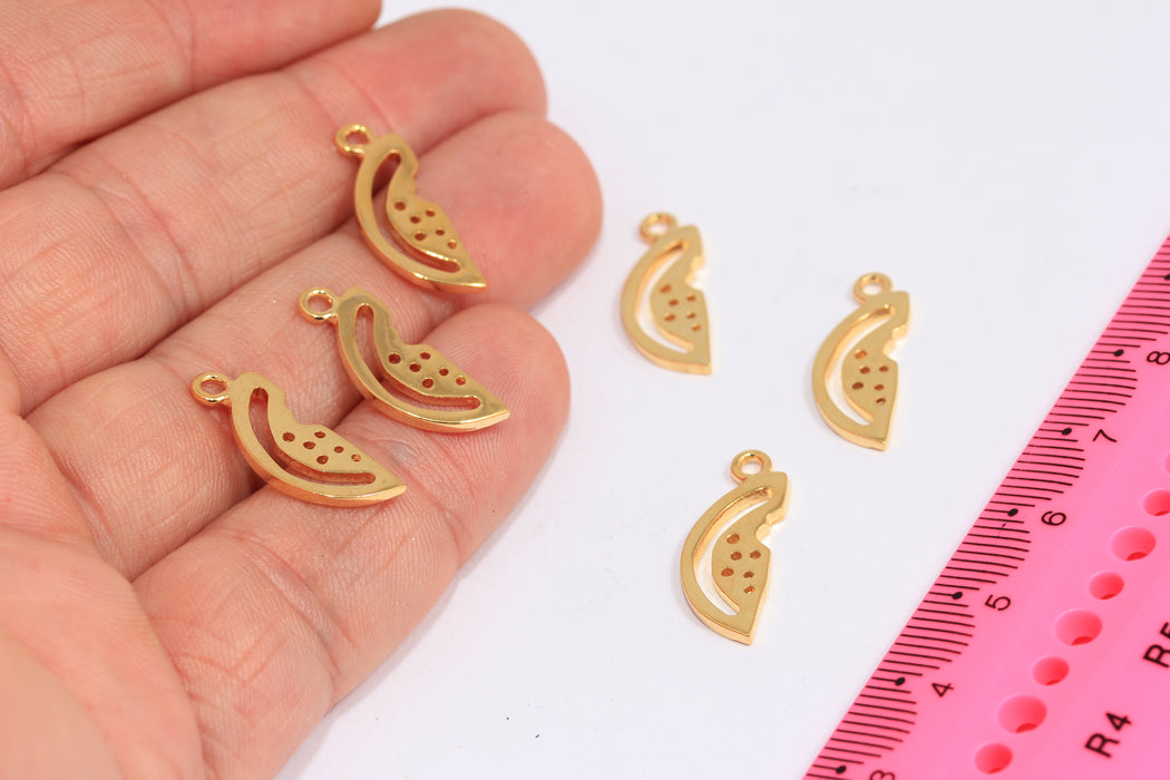 8x21mm 24k Shiny Gold Watermelon, Watermelon Charms, Watermelon Slice Charm, Watermelon Pendant, Bracelet Fruit Beads, AG53