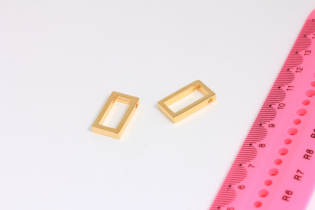 10x20mm 24k Shiny Gold Rectangle Charm, Geometric Charms, Rectangle Pendant, Square Charms, Charms, Gold Plated Findings, ROSE106