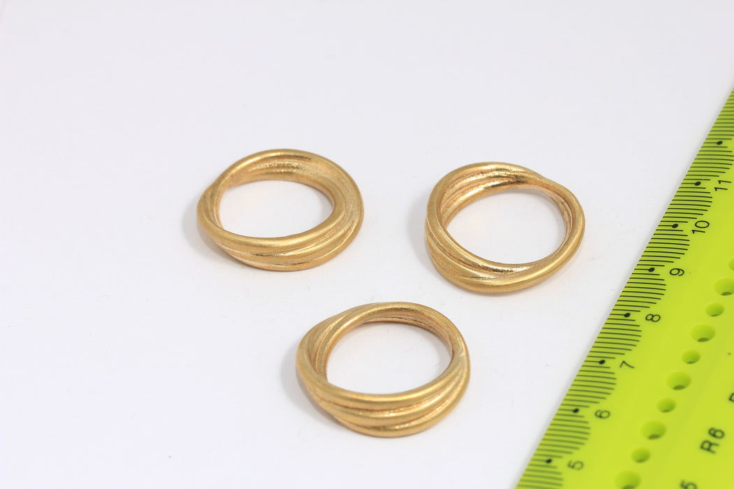 26mm Raw Brass Closed Ring, Triple Closed Rings, Spiral Ring Charms, Dainty Rings, Modern Rings, Raw Brass Findings, ROSE53