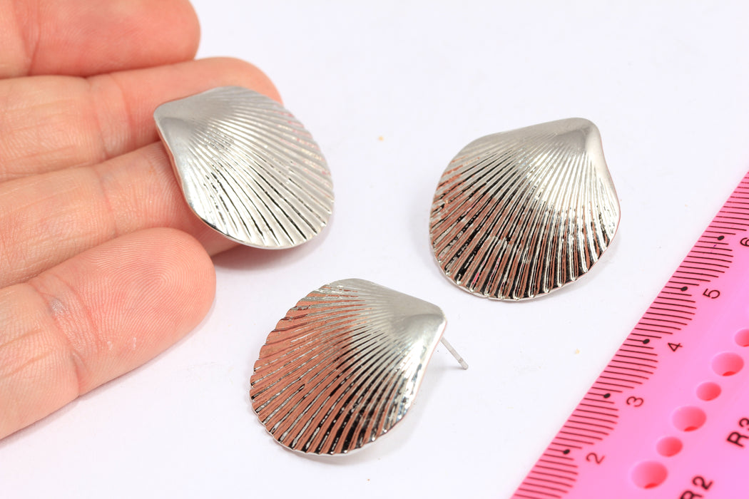 Sea Shell Stud Earrings, Silver Earrings, Shell Earrings