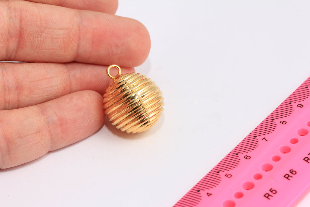 20mm 24k Shiny Gold Ball Beads, Ball Pendant, Drop Ball Beads, Ball Bracelet Charms, Ball Spacer Beads, Gold Plated Findings, ROSE514-2