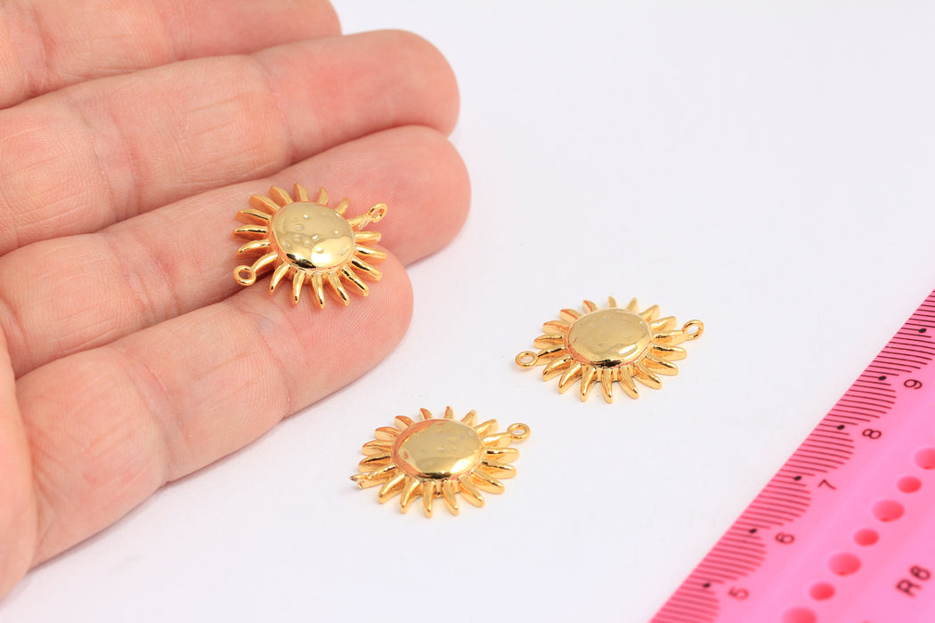 19x24mm 24 Ayar Parlak Altın Güneş Tılsımları, Güneş Tılsımı, Altın Güneş, Küçük Güneş Tılsımı, Zarif Tılsımlar, Güneş Kolye Ucu, Altın Kaplama Bulgular, ROSE653