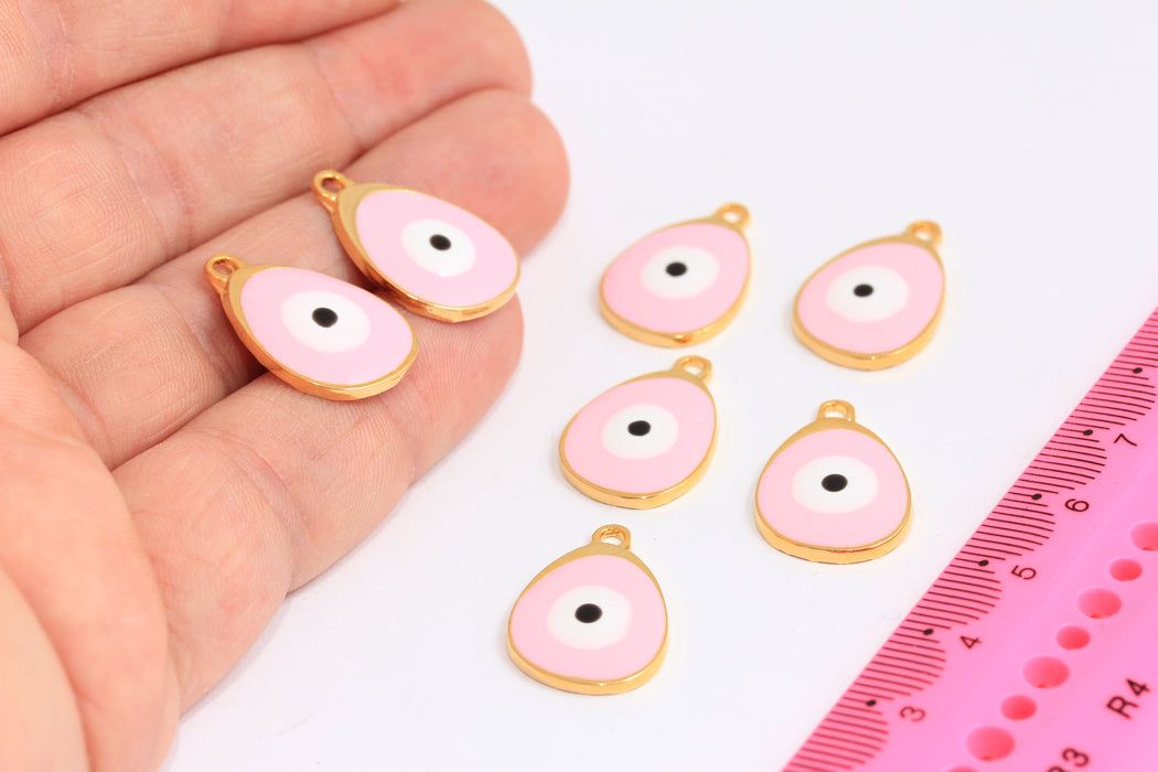 14x22mm 24k Shiny Gold Evil Eye Drop, Pendant Necklace, Evil Eye Charms, Dainty Pendant, Drop Charms, Gold Plated Findings, ROSE664