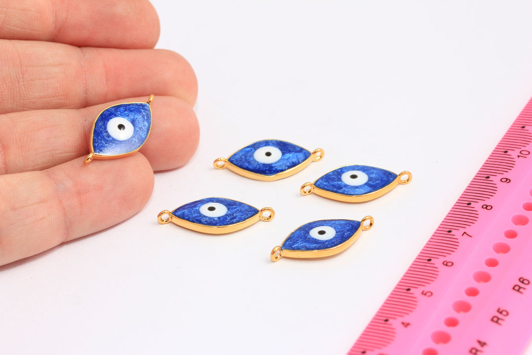12x25mm 24k Shiny Gold Evil Eye Charms, Evil Eye Bracelet Charms, Dainty Charms, Bracelet Charms, Gold Plated Findings, ROSE612