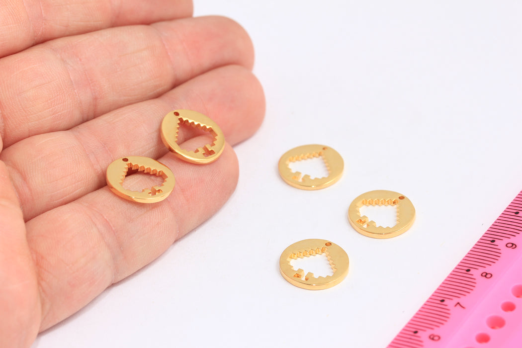 Ciondoli a forma di disco da gioco in oro lucido 24k da 14 mm, pendenti rotondi, carte da poker, cuore di picche dorato, gioco del club, ciondoli a forma di casinò, ROSE550
