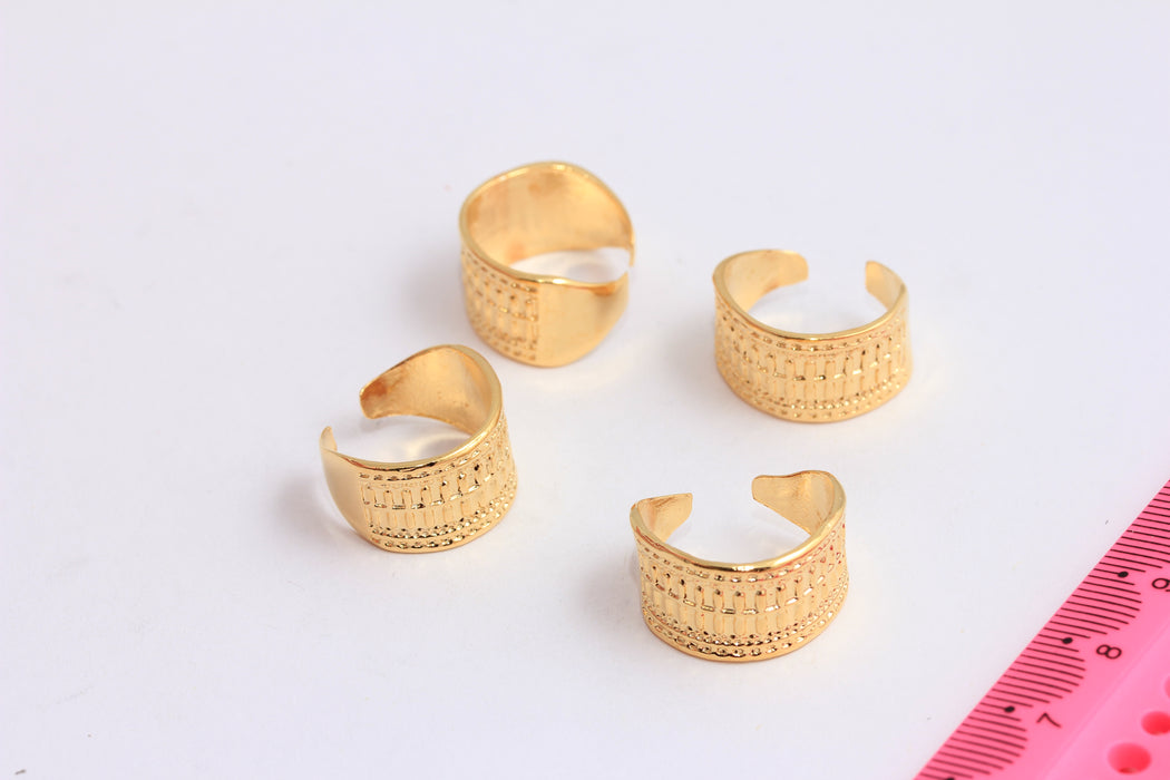 16x17mm 24k Shiny Gold Spine Ring, Adjustable Ring Settings, Dainty Rings, String Ring, Gold Ring, Gold Plated Rings, ROSE662