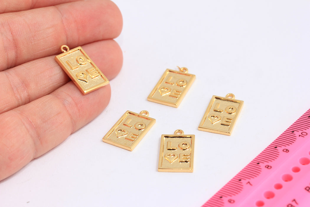 12x21mm 24k Shiny Gold Love Pendant, Love Tarot Necklace, Dainty Valentine's Day Necklace, Love Jewelry, Love Necklace, CR146