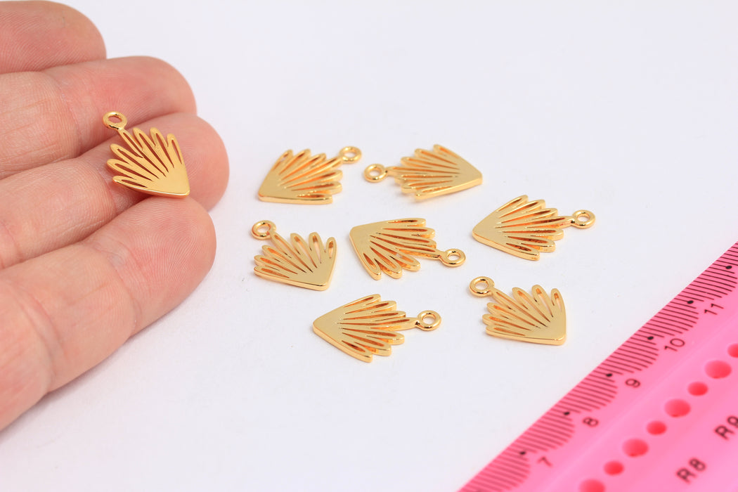 15x19mm 24k Shiny Gold Flower Pendant, Gold Leaf, Flower Jewelry, Dainty Pendant, Gold Plated Findings, ROSE661