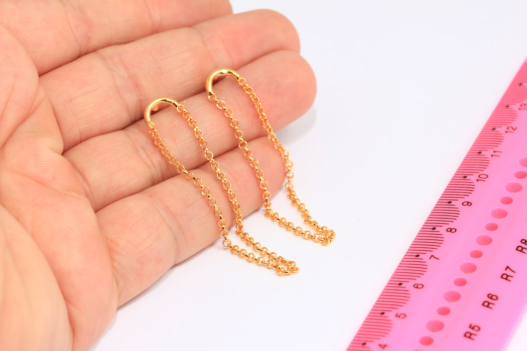 Chain Dangle Earrings, Horn Earrings