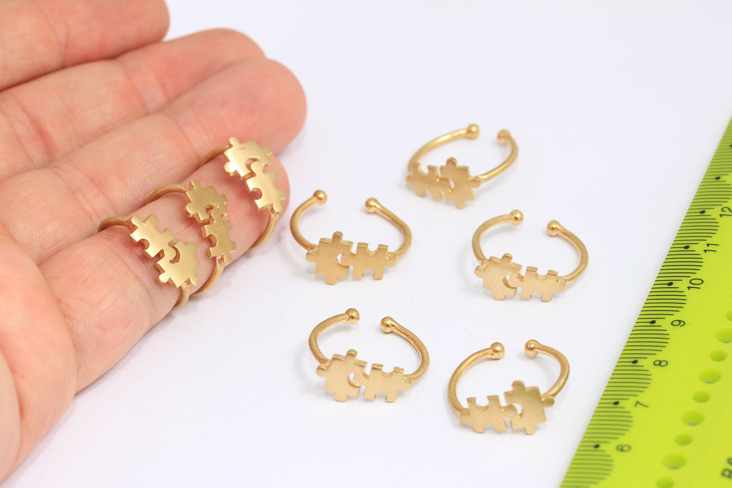 17x18mm Raw Brass Puzzle Ring, Adjustable Ring Settings, Playing Rings, Dainty Rings, Raw Brass Statement Rings, Raw Brass Rings, ROSE224