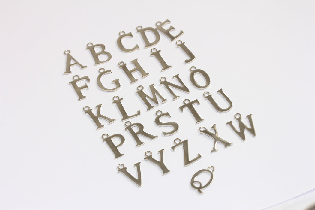 10x15mm Rodyum Kaplama Harfler, Harf Takıları, Harf Baş Harf Takıları, Kişiselleştirilmiş Kolye, Alfabe Boncukları