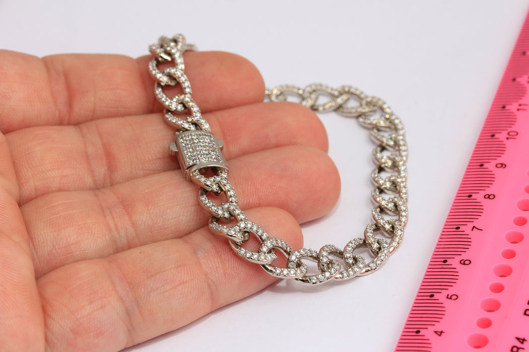 Rhodium Plated Cuban Link Bracelet