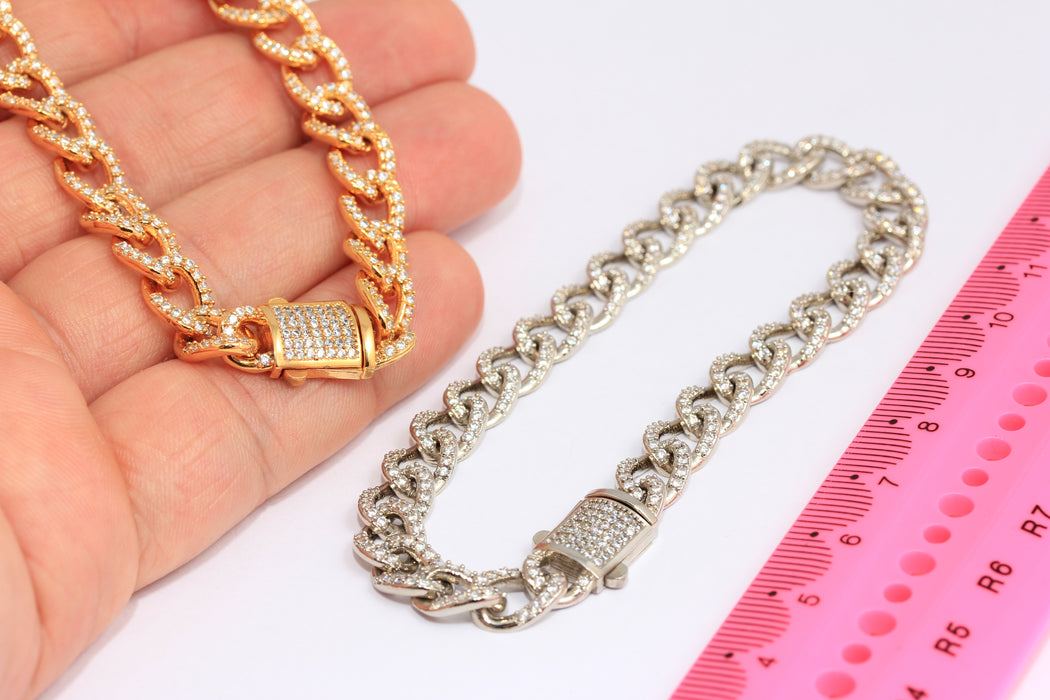 Shiny Gold/ Rhodium Plated Cuban Link Bracelet