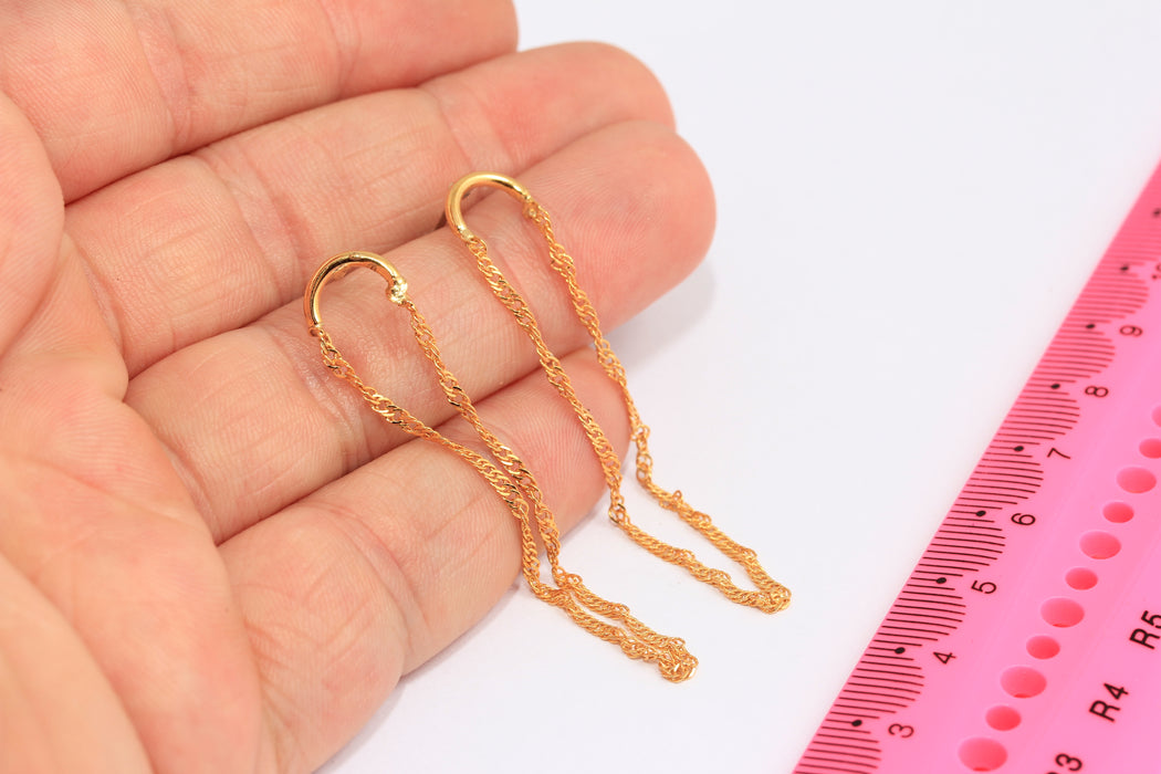 Chain Earrings, Cable Chain Dangle Earrings, Horn Earrings