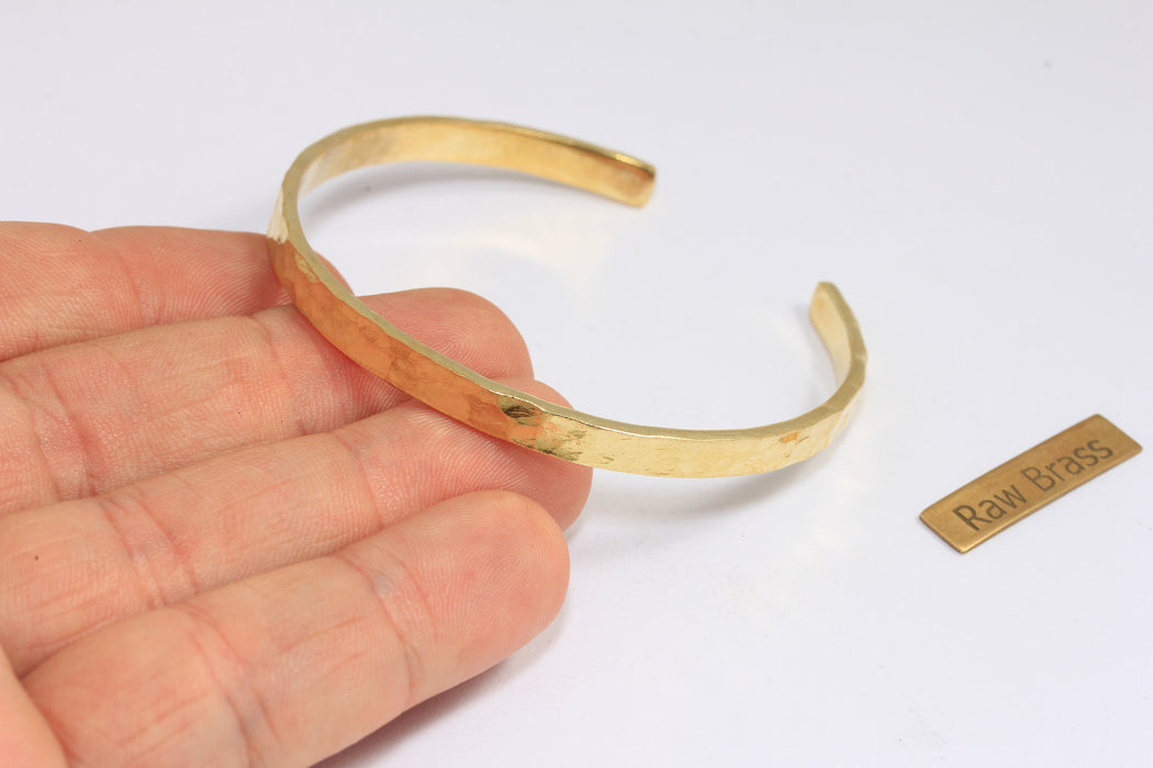5 mm Ham Pirinç Bilezik, Açık Çekiçli Bilezik Manşeti, Kubbeli Bilezik, Üst Üste Binen Manşet Bilezikler, TVF64