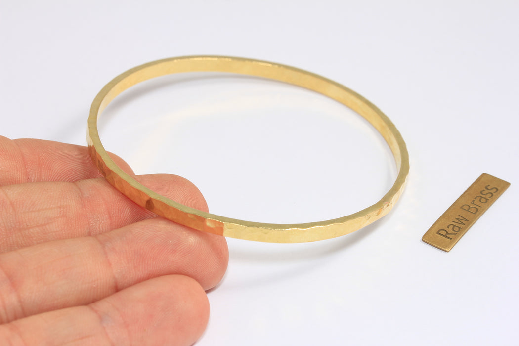 3,7mm Raw Brass Bracelet Bangle, Hammered Bracelet, Domed Bracelet, Stacking Bracelets, TVF67