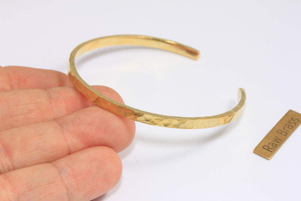 3,7mm Raw Brass Bracelet Bangle, Hammered Bracelet Cuff, Domed Bracelet, Stacking Cuff Bracelets, TVF70