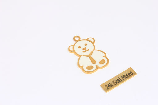 White Enamel Teddy Bear Charms