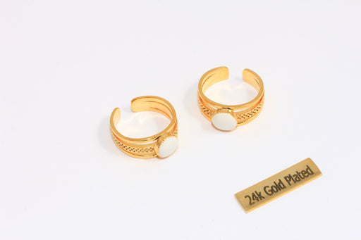 White Drop Enamel Rings, Triple Layered Band Rings