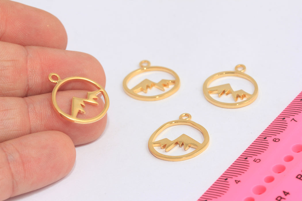 20mm 24k Shiny Gold Mountain Charm, Gold Mount Everest Charm, ROSE63