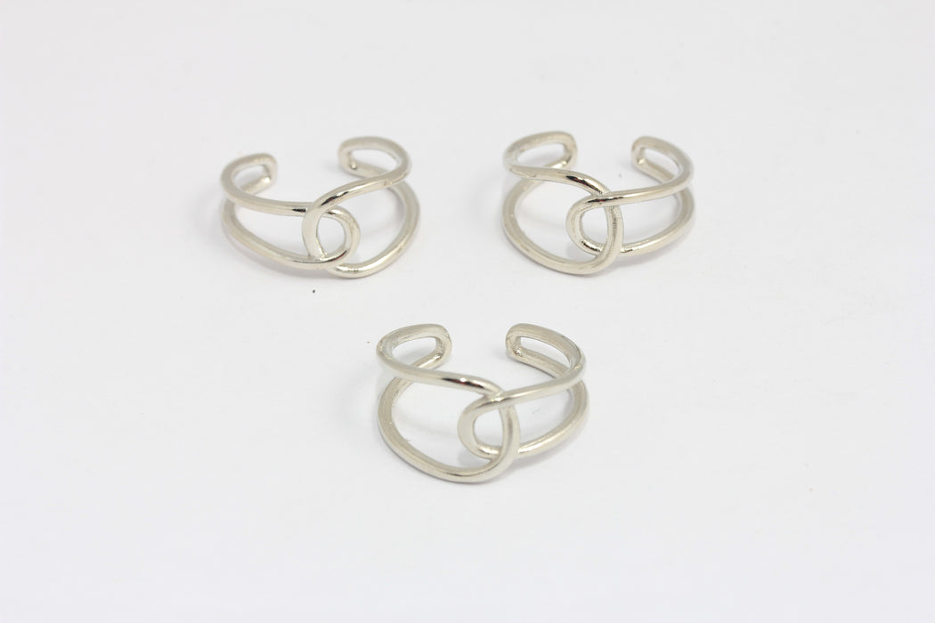16-17mm Rhodium Plated Wire Rings, Adjustable Tiny Silver Ring, ROSE336