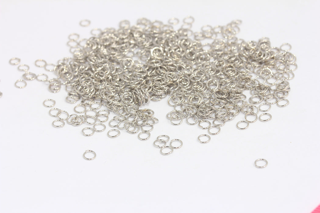 4mm Rhodium Plated Jump Rings, Open Jump Rings Connectors, ROSE487
