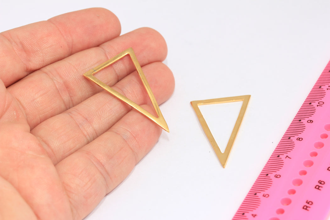 23x38mm 24k Shiny Gold Pendant Triangle Pendant, Triangle Necklace, SLM355