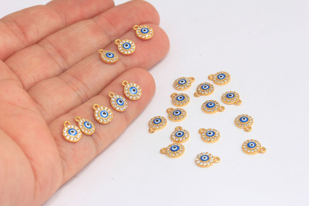 7x9mm 24 Ayar Parlak Altın Nazar Boncuğu, Mikro Döşeme Nazar Boncuğu, SLM274