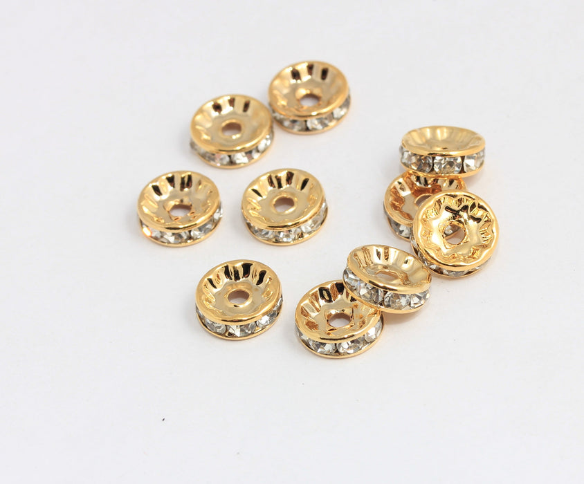 CZ Micro Pave Round Wheel Beads