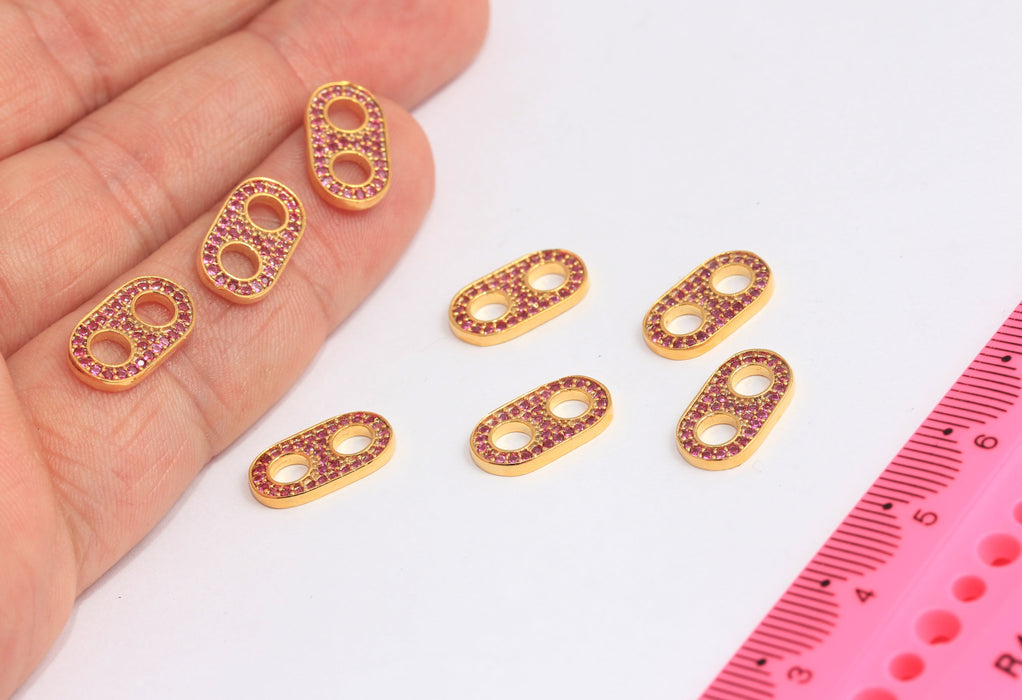 8x14mm 24 Ayar Parlak Altın Bilezik Bağlantısı, Mikro Döşeme Düğmesi Tılsımı, SLM554