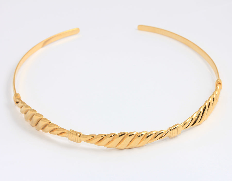 24k Shiny Gold Choker Necklace, Braided Choker Necklace, BXB273-3