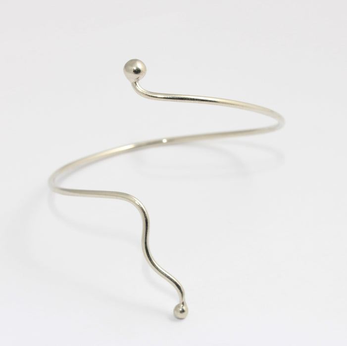 Rhodium Plated Wire Bracelet, Silver Snake Bracelet Cuff, BXB273-8