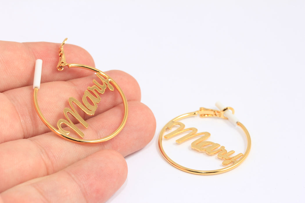 Gold Name Earring Hoops