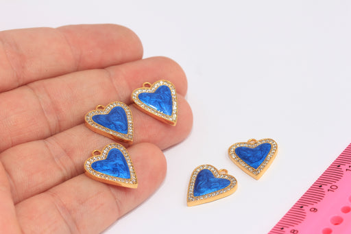 Shiny Gold CZ Heart Charms