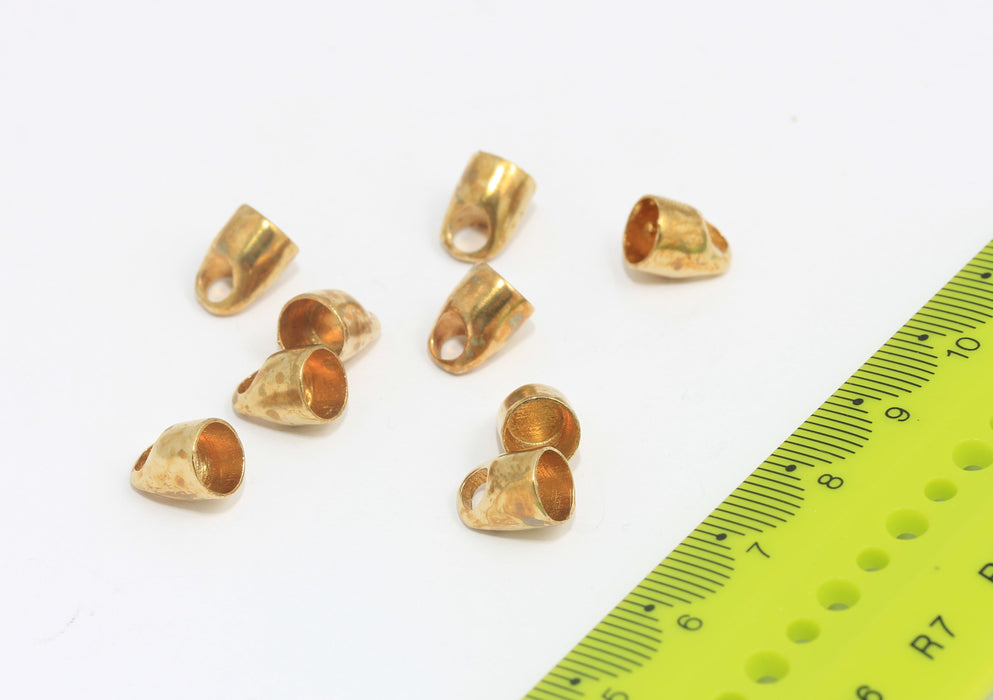Ham Pirinç Uç Kapakları, İç Boyut 6 mm, Pirinç Bilezik Boncuk Kapakları, SLM732