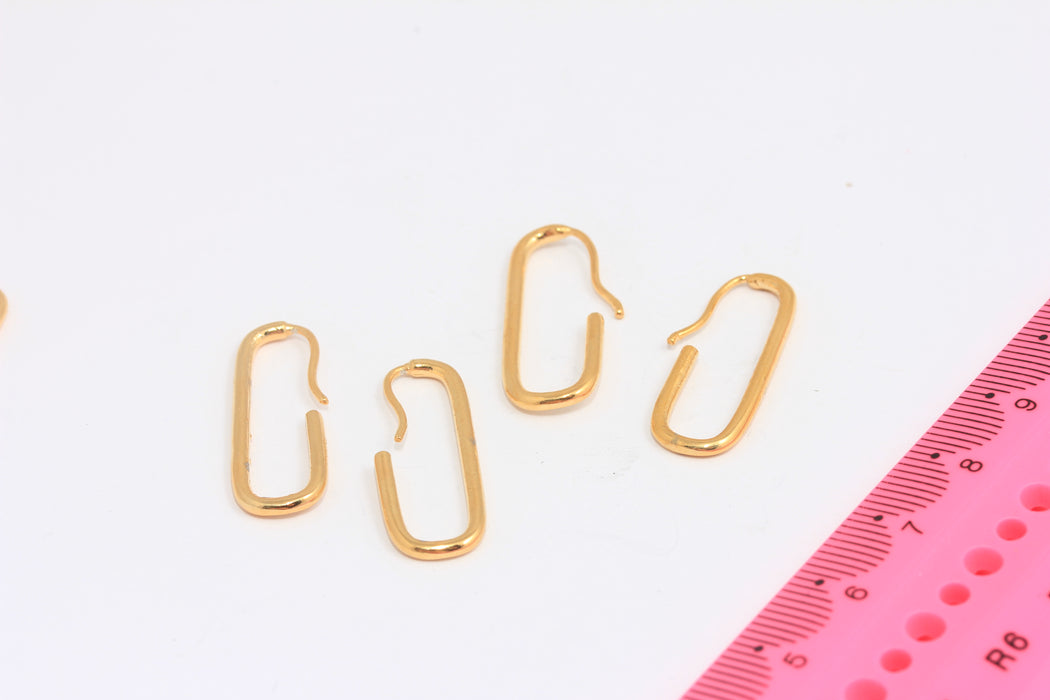 Rectangle Earrings, Oval Shape Drop Hoops