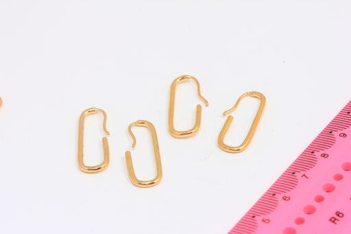 Rectangle Earrings, Oval Shape Drop Hoops