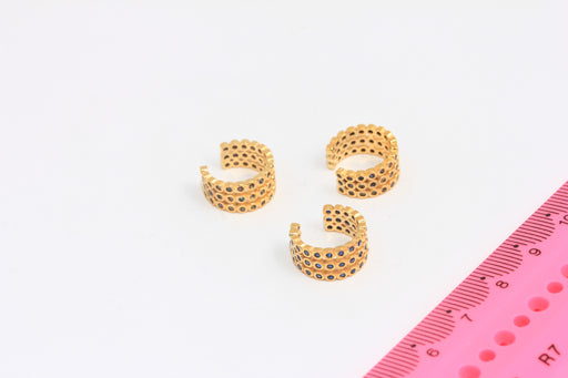 Micro Pave Ear Cuffs, CZ Blue Stone Earrings