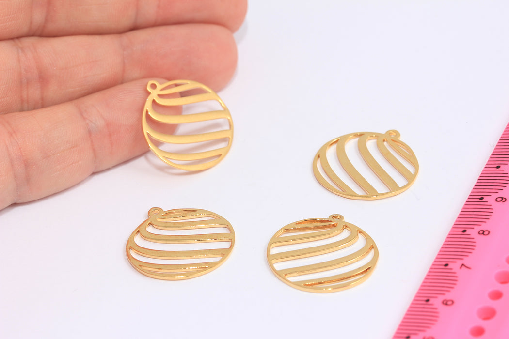 22mm 24k Shiny Gold Medallion, Round Medallion Pendant, SLM855