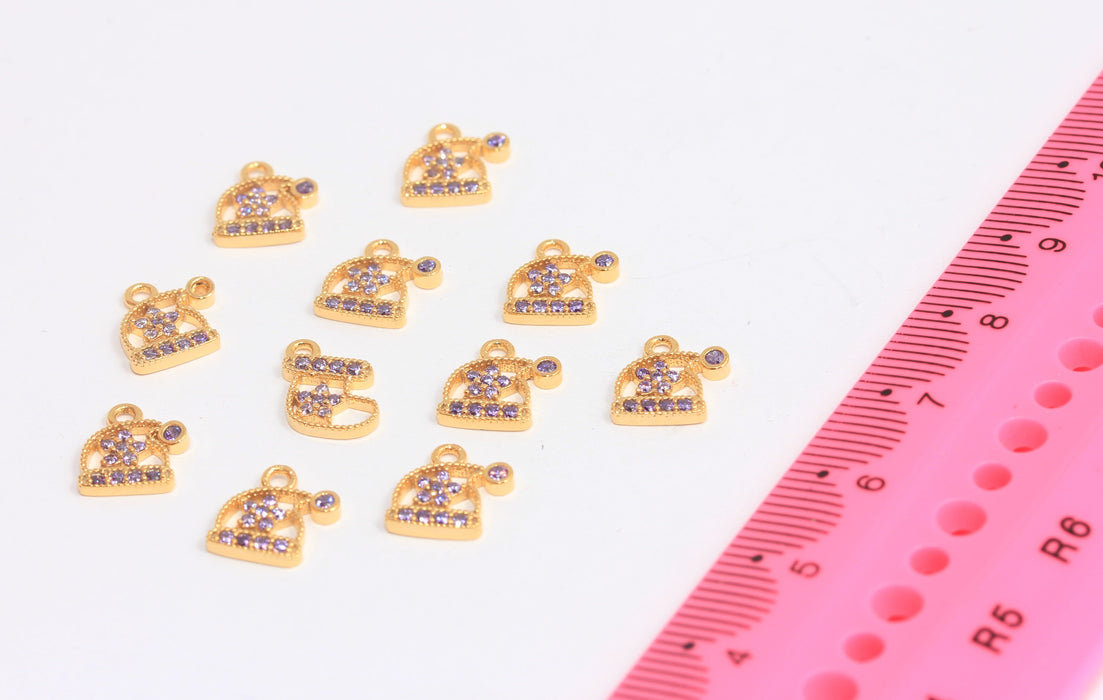 7x9mm 24 ayar Parlak Altın Noel Takıları, Mikro Döşeme Noel Baba Şapka Boncukları, SLM936